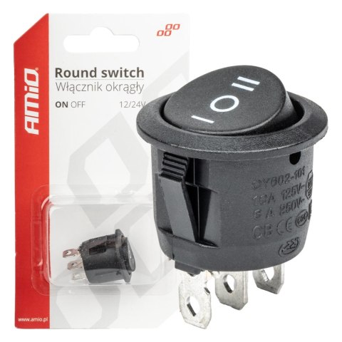 Włącznik przełącznik czarny okrągły 12v 230v bu03 amio-03614 Włącznik przełącznik czarny okrągły 12v 230v bu03 amio-03614