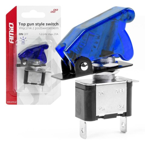 Włącznik przełącznik top gun podświetlenie niebieskie amio-03096 Włącznik przełącznik top gun podświetlenie niebieskie amio-03096