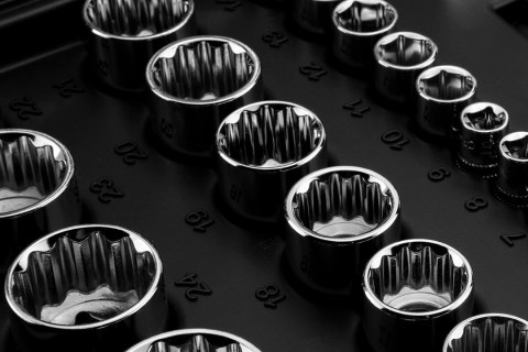 Zestaw kluczy nasadowych 1/2", 1/4", 86 szt., CrV