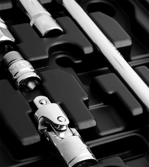 Zestaw kluczy nasadowych 1/2", 1/4", 86 szt., CrV