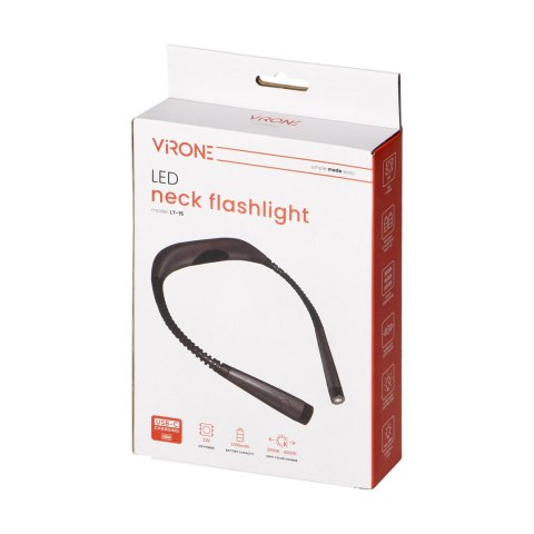 Latarka LED na szyję z akumulatorem Li-po 1000mAh, wybór barwy światła, szara