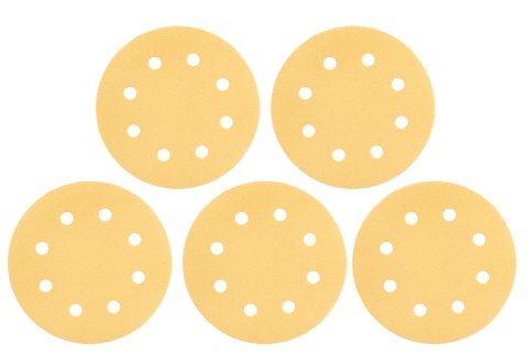 Papier ścierny na rzep 180 mm, K180, 5 szt., z 8 otworami do szlifierki 59G263