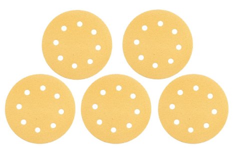Papier ścierny na rzep 180 mm, K80, 5 szt., z 8 otworami do szlifierki 59G263