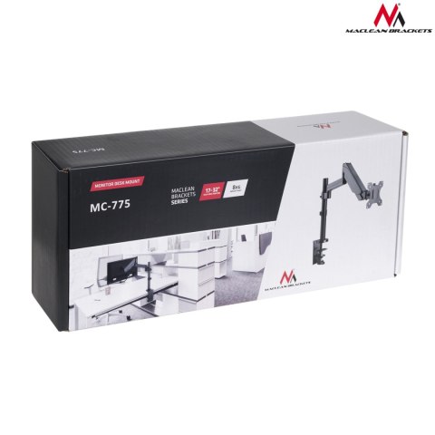 Uchwyt do monitora Maclean, podwójne ramię, ze sprężyną gazową, 17"-32", 8 kg, MC-775