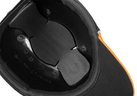 Czapka z daszkiem ze wzmocnieniem, czarno-pomarańczowa, CE