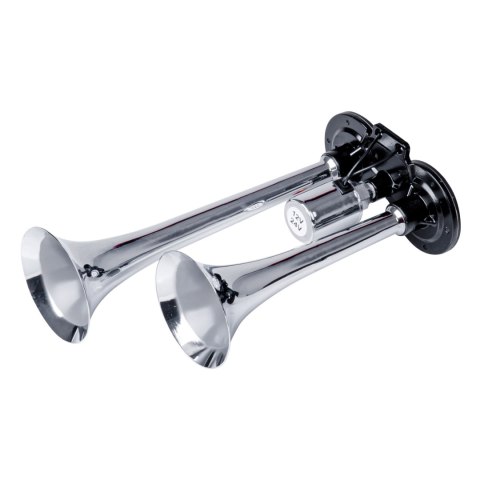 Klakson sygnał dźwiękowy fanfara podwójna chrom 12v 24v amio-03617