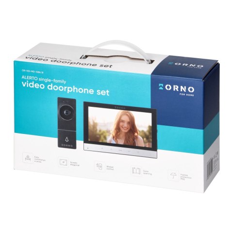 ALERTO, zestaw wideodomofonowy jednorodzinny, 4-żyłowy, 7", dotykowy panel, czarny