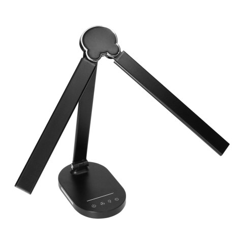 ERGO LED, lampka biurkowa z ładowarką USB, 8W, 400lm, 3000-4000-6000K, zmiana barwy światła, funkcja ściemniania, czarna