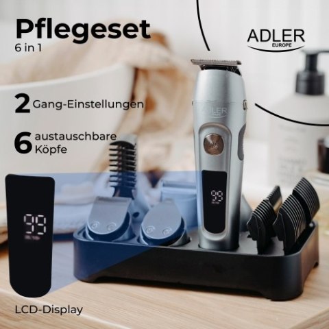 AD 2944 Trymer - zestaw do pielęgnacji 6 w 1 z wyś. lcd i bazą ładującą