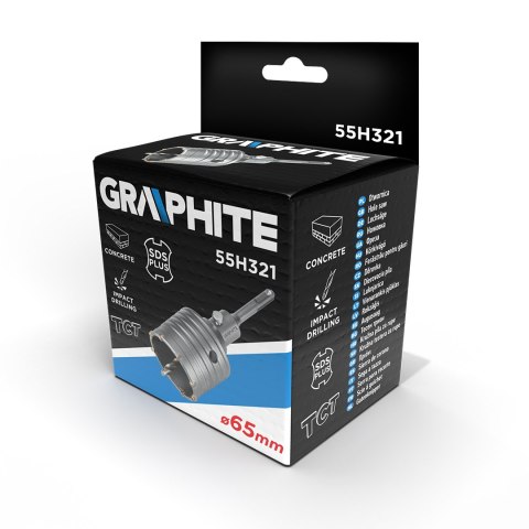 Otwornica widiowa 65 mm z adapterem SDS+ oraz wiertłem pilotującym