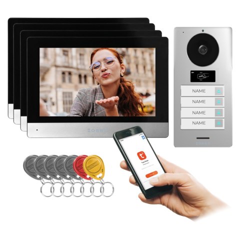 GAYD MULTI4, zestaw wideodomofonowy czterorodzinny, 2-żyłowy, 8", Wi-Fi, ekran dotykowy, 2MP Full HD, RFID GAYD MULTI4, zestaw wideodomofonowy czterorodzinny, 2-żyłowy, 8", Wi-Fi, ekran dotykowy, 2MP Full HD, RFID