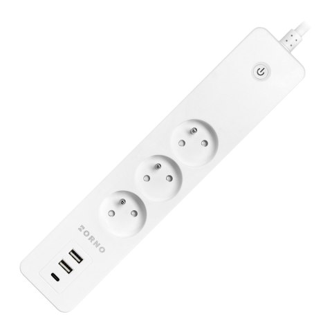 Przedłużacz z 3 gniazdami z uziemieniem i wyłącznikiem 3xUSB, Tuya Smart Wi-Fi, biały