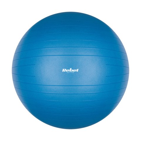 Piłka gimnastyczna rehabilitacyjna 65cm z pompką ręczną, kolor niebieski , REBEL ACTIVE