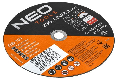 Tarcze tnące do metalu/INOX 230 x 1.9 x 22,2mm, 41 A46-S-BF, 25 szt. kartonik. Wyprodukowano w PL Tarcze tnące do metalu/INOX 230 x 1.9 x 22,2mm, 41 A46-S-BF, 25 szt. kartonik. Wyprodukowano w PL