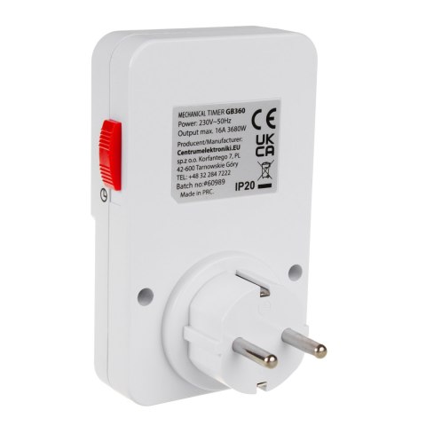 Włącznik czasowy - timer mechaniczny GreenBlue, 48 programów, max. obciążenie 16A, IP20, GB360 F