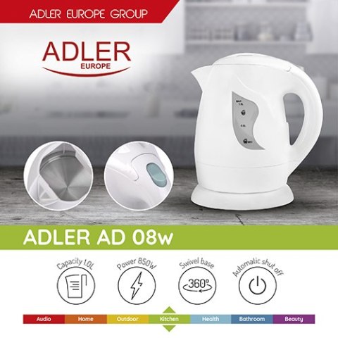 AD 08 white Czajnik plastikowy 1,0 l AD 08 white Czajnik plastikowy 1,0 l