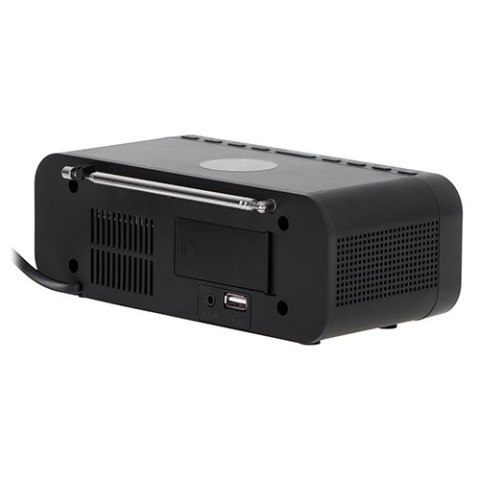 AD 1192 black Radiobudzik z bezprzewodową ładowarką i fm