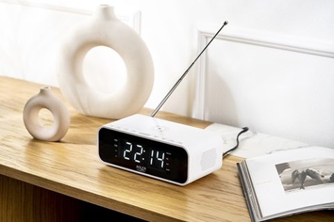 AD 1192 white Radiobudzik z bezprzewodową ładowarką i fm AD 1192 white Radiobudzik z bezprzewodową ładowarką i fm