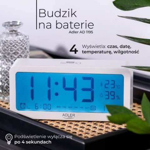 AD 1195 white Budzik na baterie - biały AD 1195 white Budzik na baterie - biały