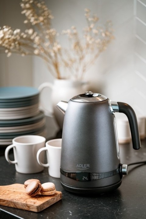 AD 1295 grey Czajnik metalowy 1,7l z lcd & regulacją temperatury