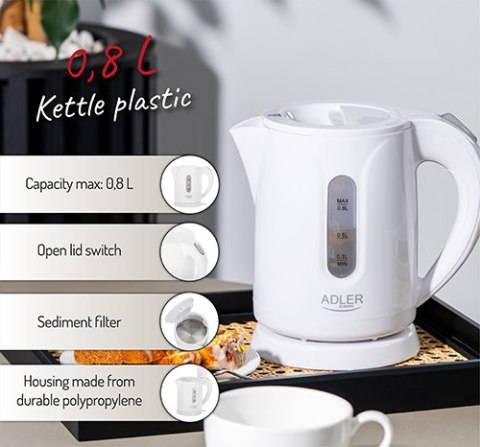 AD 1371 white Czajnik plastikowy 0,8 l AD 1371 white Czajnik plastikowy 0,8 l