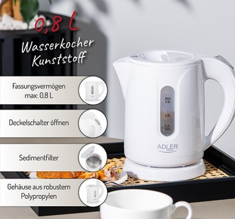 AD 1371 white Czajnik plastikowy 0,8 l AD 1371 white Czajnik plastikowy 0,8 l