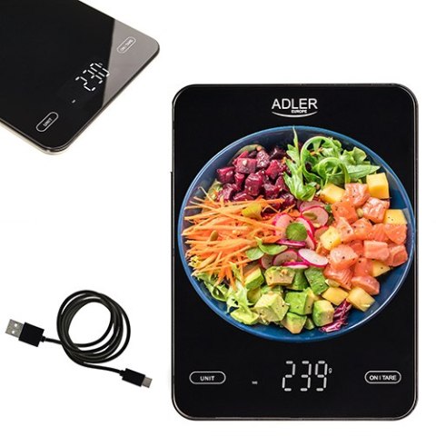 AD 3177 black Waga kuchenna 10kg ładowana przez usb AD 3177 black Waga kuchenna 10kg ładowana przez usb