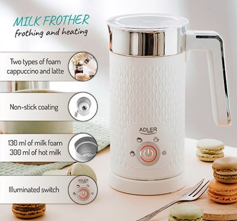 AD 4494 white Spieniacz do mleka - spienianie i podgrzewanie (latte i cappucino)
