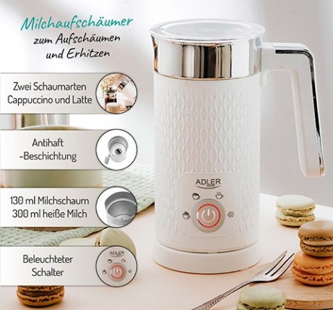 AD 4494 white Spieniacz do mleka - spienianie i podgrzewanie (latte i cappucino)