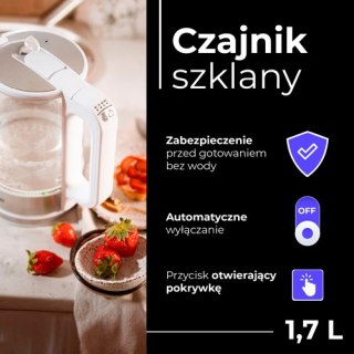 MS 1301 white Czajnik szklany 1,7 l z regulacją temp.
