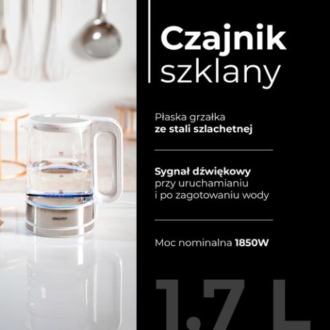 MS 1301 white Czajnik szklany 1,7 l z regulacją temp.