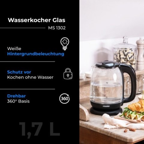 MS 1302 black Czajnik szklany 1,7 l