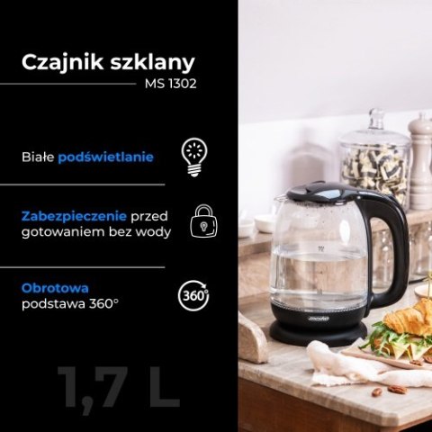 MS 1302 black Czajnik szklany 1,7 l