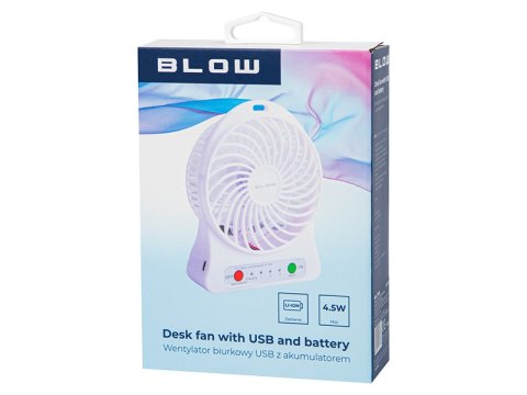 44-502# Wentylator przenośny/biurkowy 10cm usb+akumulator biały"