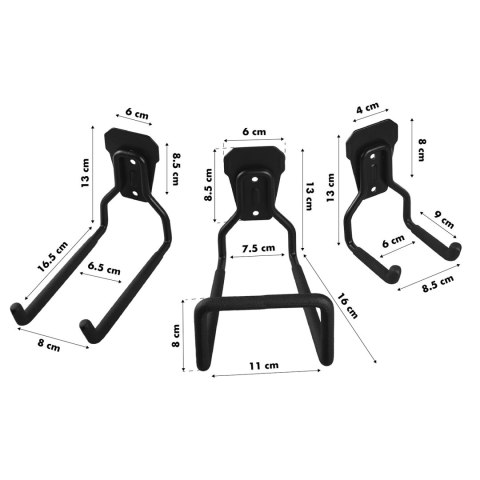 Uchwyt ścienny do garażu Maclean, na opony, narzędzia ogrodnicze, drabinę, węże. rowery, stalowy, max. obciążenie 35kg, MC-441