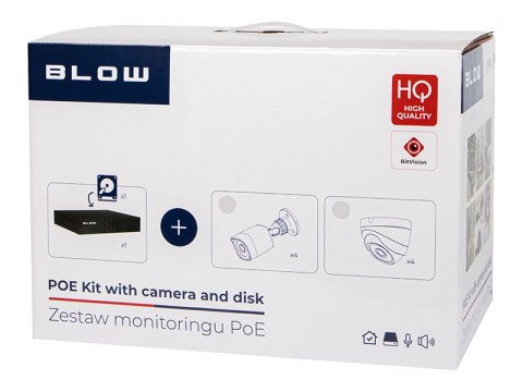 78-670# Zestaw monitoringu poe blow 4x5mp 1tb bl-ki5b4/poe/1tb 4x kamery tubowe 5mp dysk hdd1tb