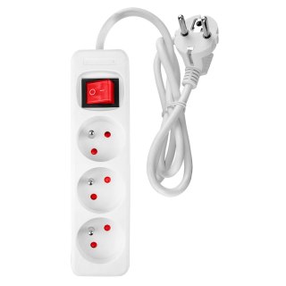 Przedłużacz listwowy 1.5 m, 3 x 1.5 mm2, 3G, biały, ON/OFF