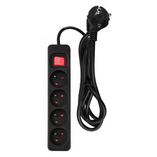 Przedłużacz listwowy 1.5 m, 3 x 1.5 mm2, 4G, czarny, ON/OFF