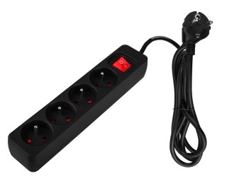 Przedłużacz listwowy 1.5 m, 3 x 1.5 mm2, 4G, czarny, ON/OFF