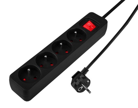 Przedłużacz listwowy 1.5 m, 3 x 1.5 mm2, 4G, czarny, ON/OFF