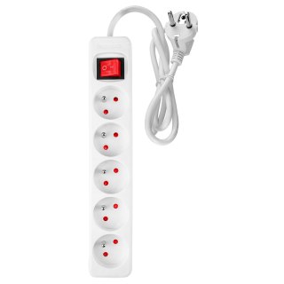 Przedłużacz listwowy 1.5 m, 3 x 1.5 mm2, 5G, biały, ON/OFF