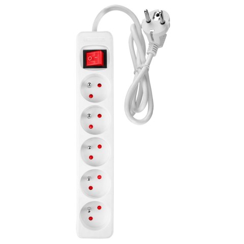 Przedłużacz listwowy 1.5 m, 3 x 1.5 mm2, 5G, biały, ON/OFF