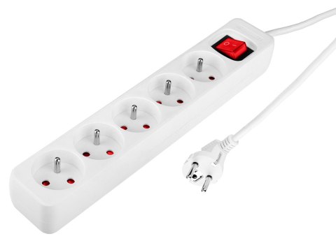 Przedłużacz listwowy 1.5 m, 3 x 1.5 mm2, 5G, biały, ON/OFF
