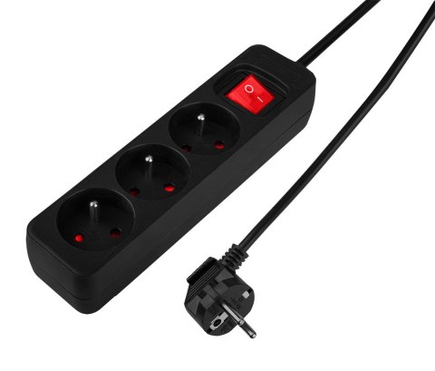 Przedłużacz listwowy 3 m, 3 x 1.5 mm2, 3G, czarny, ON/OFF