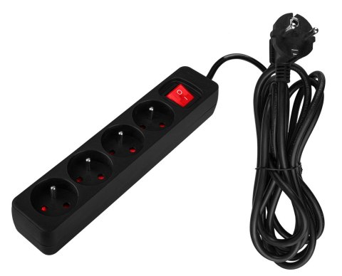 Przedłużacz listwowy 3 m, 3 x 1.5 mm2, 4G, czarny, ON/OFF