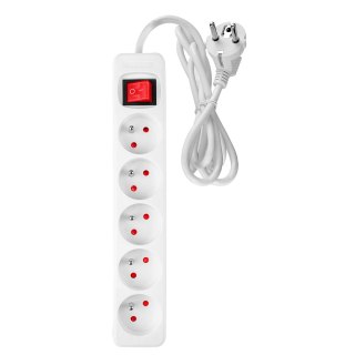 Przedłużacz listwowy 3 m, 3 x 1.5 mm2, 5G, biały, ON/OFF