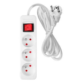 Przedłużacz listwowy 5 m, 3 x 1.5 mm2, 3G, biały, ON/OFF