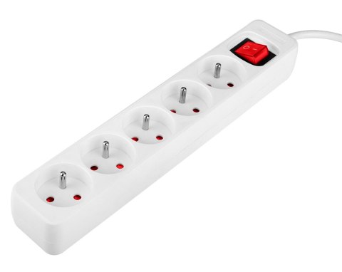 Przedłużacz listwowy 5 m, 3 x 1.5 mm2, 5G, biały, ON/OFF
