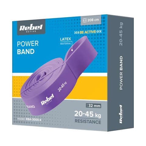Guma do ćwiczeń lateksowa - Power Band PL-4, fioletowa 20-45 kg REBEL ACTIVE Guma do ćwiczeń lateksowa - Power Band PL-4, fioletowa 20-45 kg REBEL ACTIVE