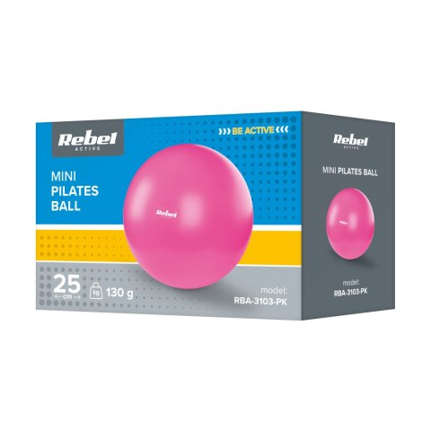 Mini piłka gimnastyczna do pilates rehabilitacyjna 25cm, kolor różowy, REBEL ACTIVE